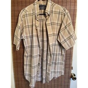 Rountree & Yorke Men's L Short Sleeve Wrinkle Free Plaid Button-Front Shirt